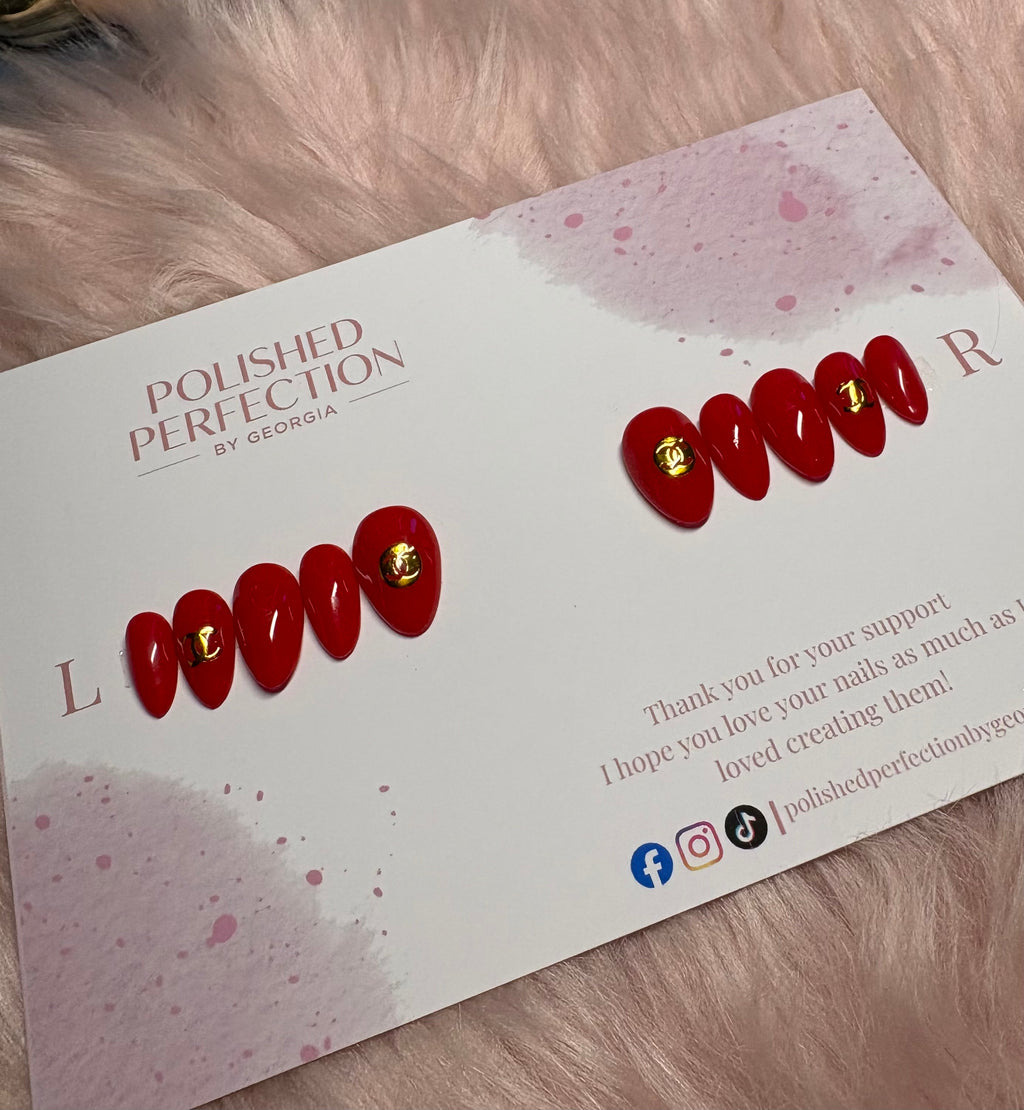 Red Chanel Inspired Set - 10 Nails Only - $25.00