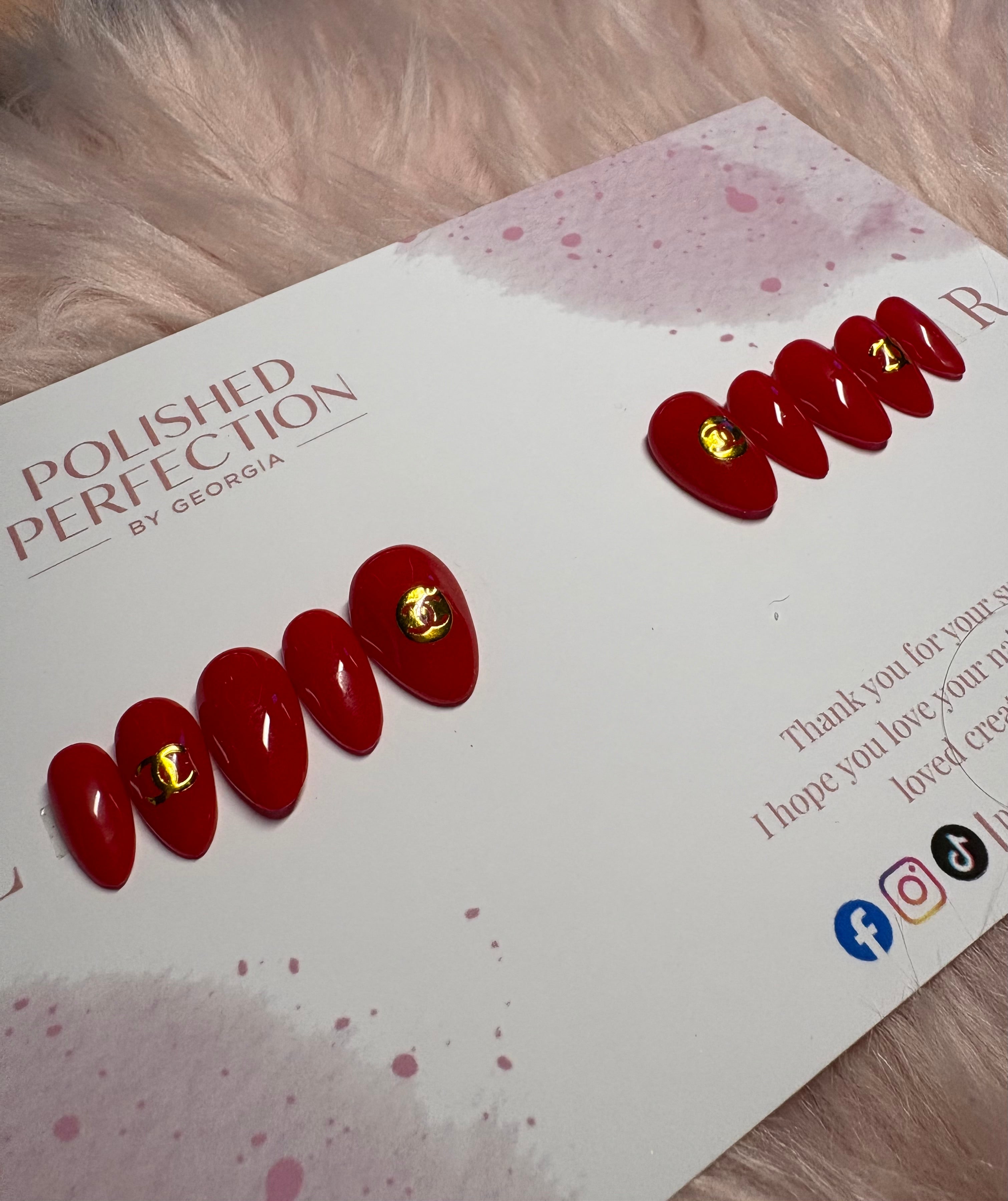 Red Chanel Inspired Set - 10 Nails Only - $25.00