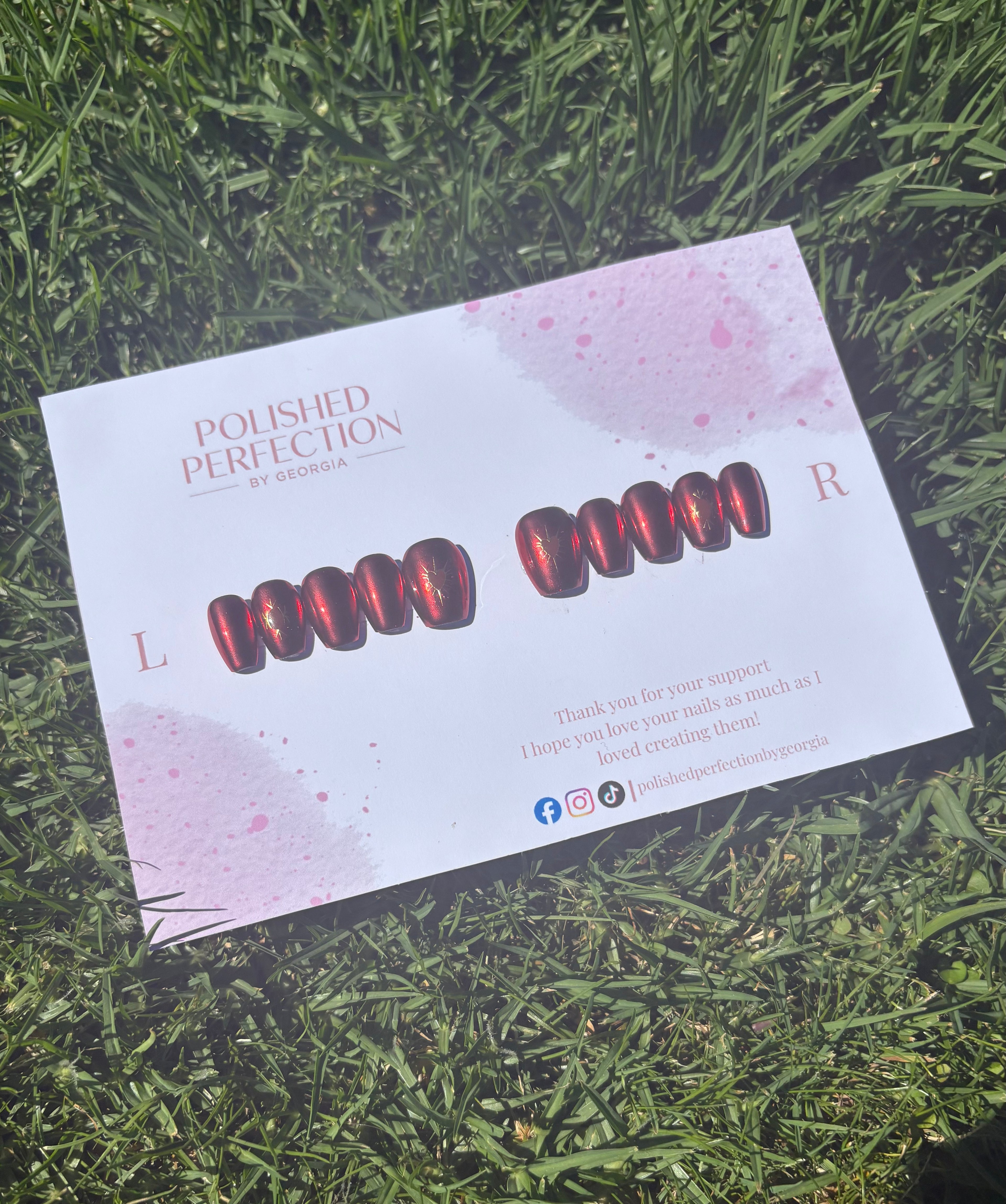 Red Chrome Valentines Set - 10 Nails Only
